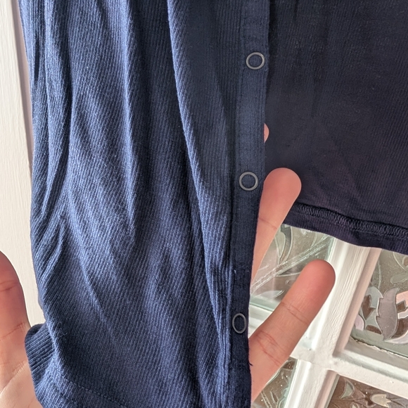 Lunya Deep Navy Thin Rib Cardigan - Picture 2 of 4